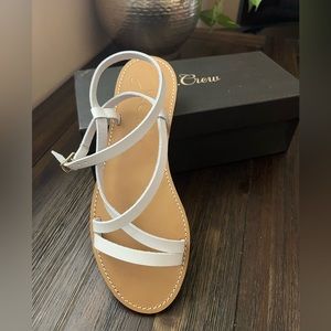 Brand new in the box, white, leather J. Crew sandals..
